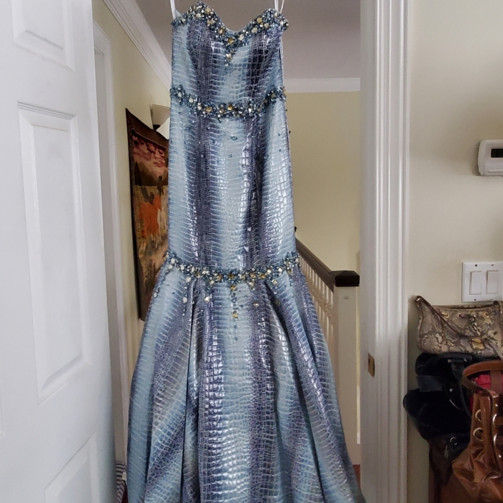 Embellished, embroided Jovani maxi dress